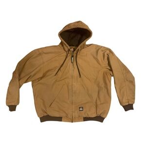 BERNE Brown Workwear Utility Quilted Lined Hooded Work Heavyweight Jacket Sz 2XL